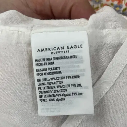 American Eagle  Linen Blend Micro Floral Sundress Sz Medium Cream Cottage Halter