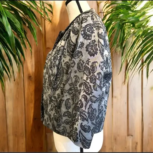 VINTAGE 60s Dynasty 100% Silk Jacquard Grey & Black Paisley Blazer