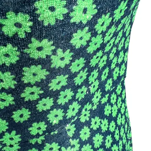 Hutch Halter Corset Floral Midi Dress Ruffle Hem Green Blue Size Medium