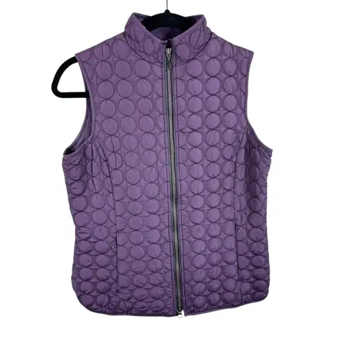 Aventura Purple Quilted Full Zip Mock Neck Fleece Lined Insulated Puffer Vest S