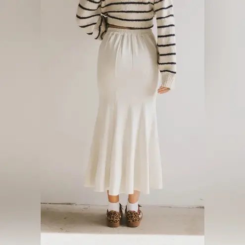 Bohme NEW Sacheen Knit Mermaid Skirt Size L Cream Pleated Fairy Boho Cottagecore