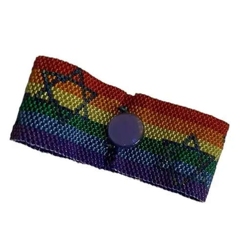 Rainbow Pride Star of David Bracelet HANDMADE Peyote Stitch Glass Seed Beads