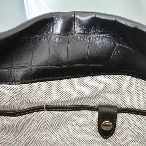 Dooney & Bourke Dooney Bourke Black Brown Leather Croc Embossed Lobster Clasp Hobo Makeup Bag