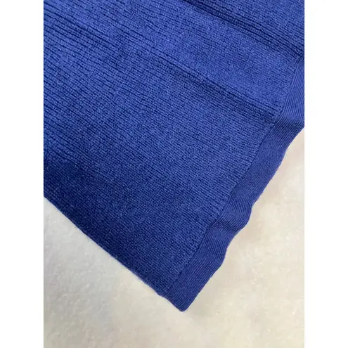 H by Halston Womens Blue Ribbed V Neck Bell Sleeve Sweater Top Size M