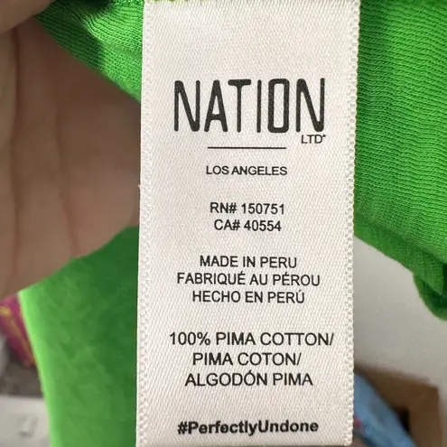 Nation Ltd Nation LTD Bright Green Gabby Smocked Midi 100% Pima Cotton Casual Tank Dress L