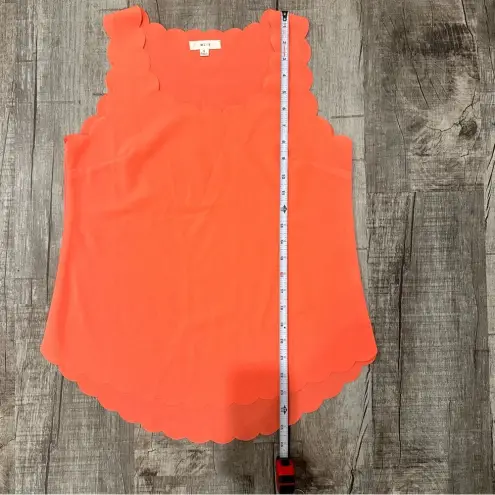 MINE Scalloped Sleeveless Tank Top Blouse Orange