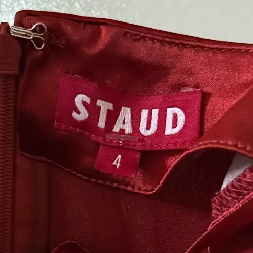 STAUD π Cadence Embellished Satin Maxi Dress in Rust Sz 4