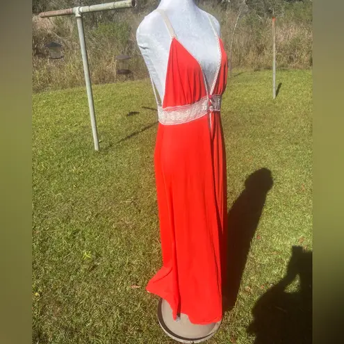 Aldenaire Vintage Maxi Nightie Night Gown Lingerie Red White Size Medium