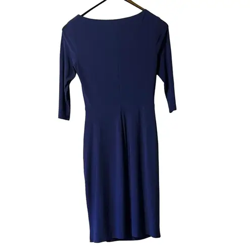 Ralph Lauren Lauren  Long‎ Sleeve Faux Wrap Round Neck Ruched Dress Size 6 Formal