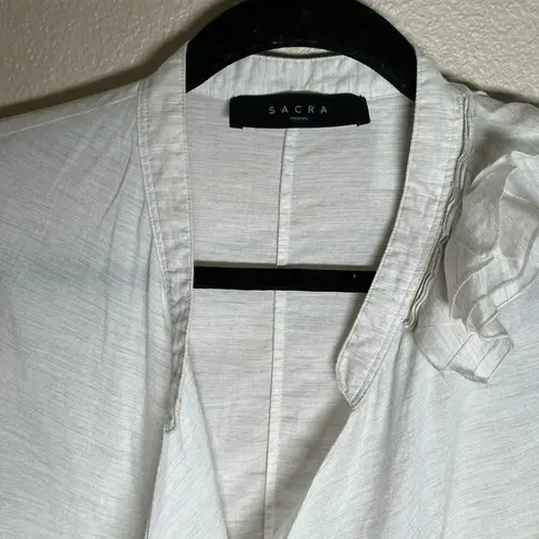 SACRA Tokyo Blouse Ruffle Tunic Oatmeal Color Size 38(Approx. M) Size M