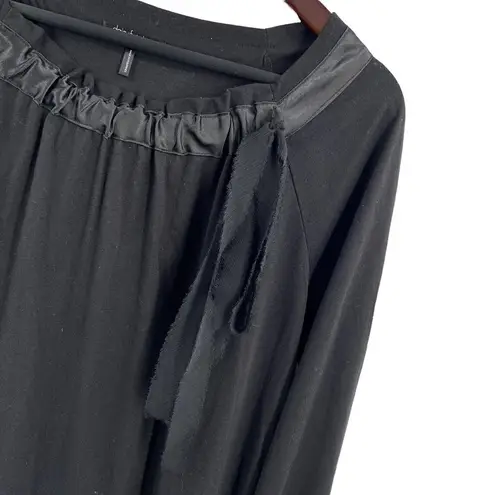 Daisy Fuentes Black Long Sleeve Top Bow Detail Size Large New