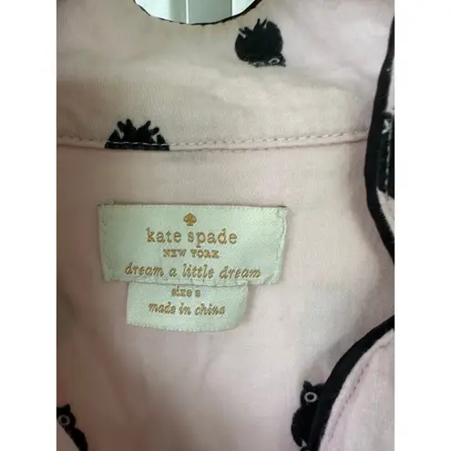 Kate Spade Owl Lovers Button Down Front Pockets Pajama PJ Sleep Shirt Dress S