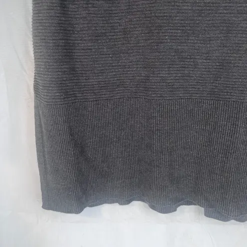 Adrienne Vittadini Cowl Neck Ribbed Tunic Sweater Size Large Gray Casual Neutral