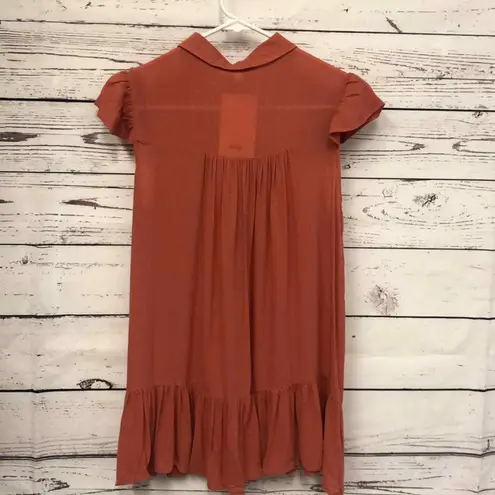 RETHM ginger rust button down ruffle sleeve blouse Women’s Size M Medium