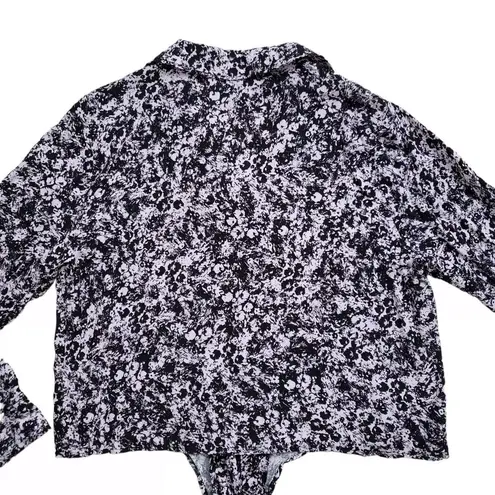 Velvet Heart Wrap Tie Floral Blouse Womens Medium Long Sleeve Button Up