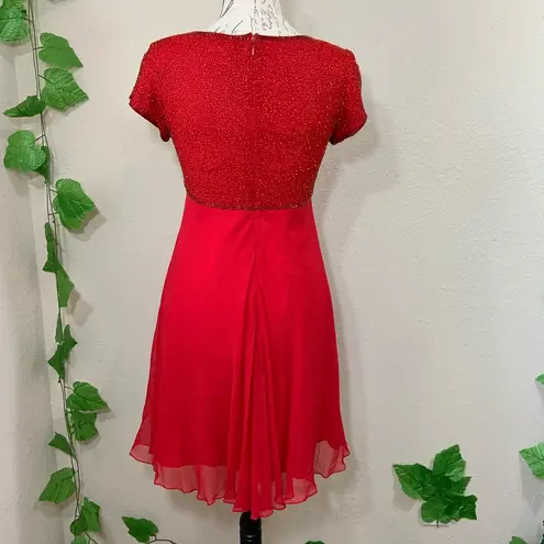 Vintage 1990’s Clueless Red Silk Beaded Dress Size 4