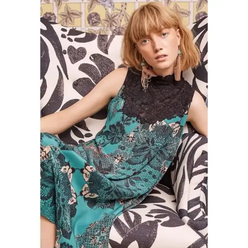 Anthropologie  Maeve Lace Collar Butterfly Swing Dress Summer A-Line Green Medium