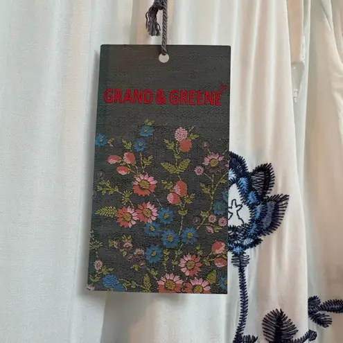 NWT Grand & Greene Embroidered Off Shoulder Peasant Top Bohemian Blouse M White Size M