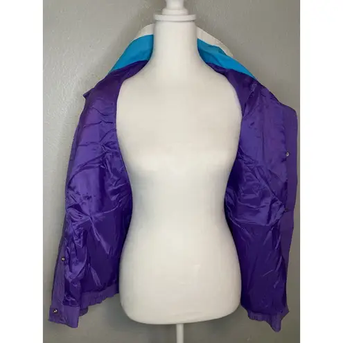 Vtg Y2K Ski Jacket Womens M Neon Funky Retro 70s Bold Color Block Winter Coat Purple Size M