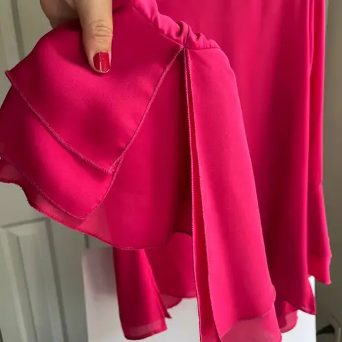 Kay Celine  Jessalyn Blouse Flounce Sleeve Casual Vacation Top Fuchsia, Size M