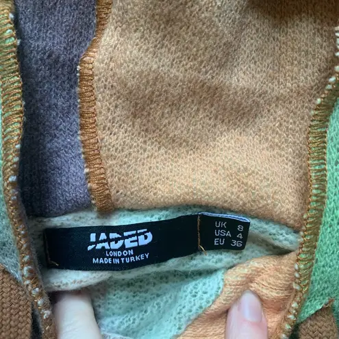 Jaded London oversized patchwork lightweight knitted hoodie wool blend 4