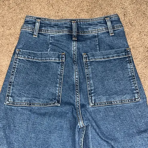 ZARA  Marine (Sailor) Wide Straight High Waisted Jeans Blue 2