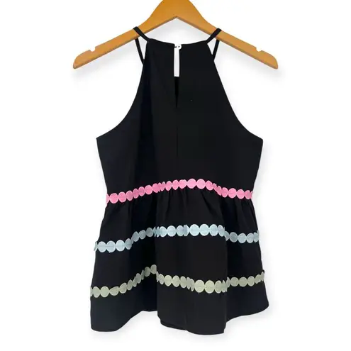VICI  | S | Women's Sleeveless High Neck Tank Top Embroidered Dots Rainbow
