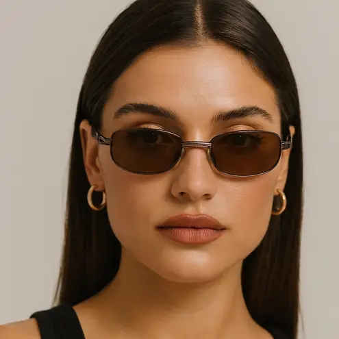 Vintage Oval Metal Frame Sunglasses ā Unisex Brown Lens