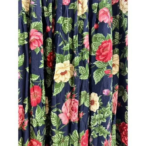 Susan Bristol Women's Long Floral Navy Blue Skirt