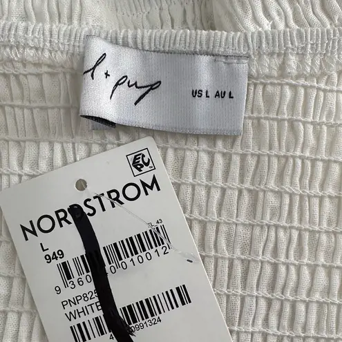 Petal and Pup Celine Top in White size Large Cropped Cotten Linen Long Sleeve NWT