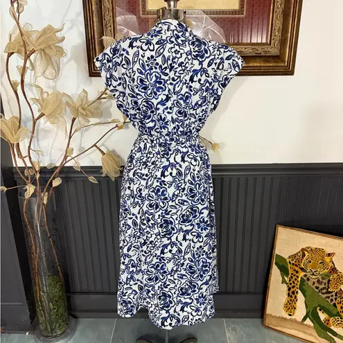 Free Assembly 100% Cotton Belted Button Front Utility Shirtdress ~ Size M 💚🍄 Blue Size M