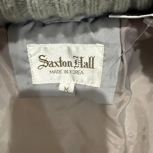 Vtg Saxton Hall Women's Quilted Puffer Coat Medium Gray Hooded Jacket Made Korea