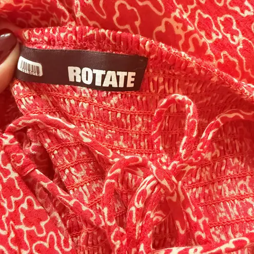 ROTATE Jacquard Red Floral Puff Sleeve Corset Open Back Cocktail Dress (No Size) Size undefined