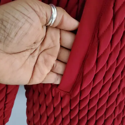 Gallery Deep Red Faux Fur Collar Quilted Jacket Size L