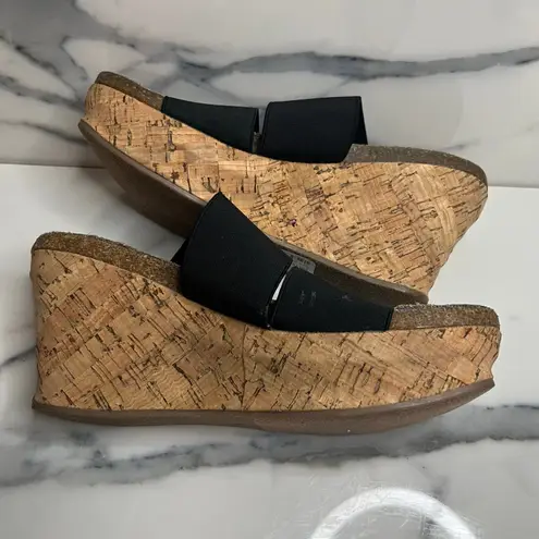 Beach by Matisse Women's Black Strap Cork Wedge Bare All Sandals Sz 8