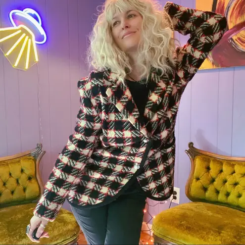 Vintage 1990s N&B Classic Wool and Mohair Plaid Jacket Size M