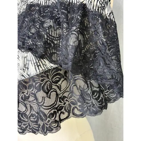 Vintage Delta Burke 2X Lace Trim Slip Dress Chemise Zebra Print Lingerie Plus Black Size XXL