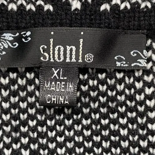 Sioni Sweater Cardigan Jacket Womens XL Black & White Buffalo Plaid Big Buttons