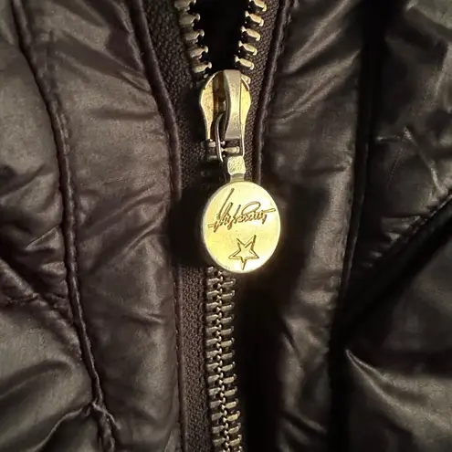 High Society Vintage 90s Glam Lace Ski Puffer Jacket Womens Italian Made Black Size M