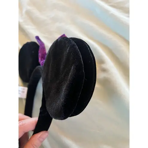 Disney  Parks Minnie Mouse Pin Trader Ears Headband Only 2017 Black Purple Bow - Image 4
