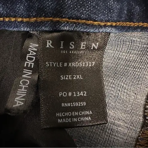 Risen Denim High Rise Shorts Bermuda Women Blue Jean Stretch Short 2X plus size