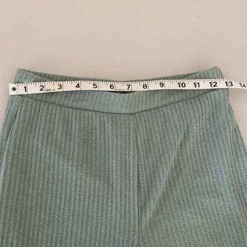 21 Saints Sage Green Ribbed Flare Pants Large