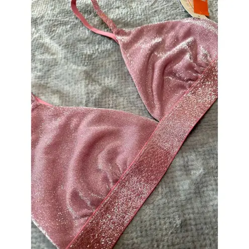 Colsie Pink Shimmer Mesh Triangle Bralette