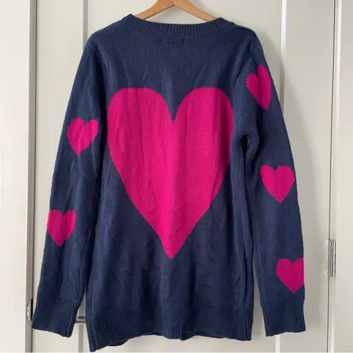 Valentine Hearts Love Sweetheart Cardigan Sweater The Classic Navy Pink Size L Blue Size L