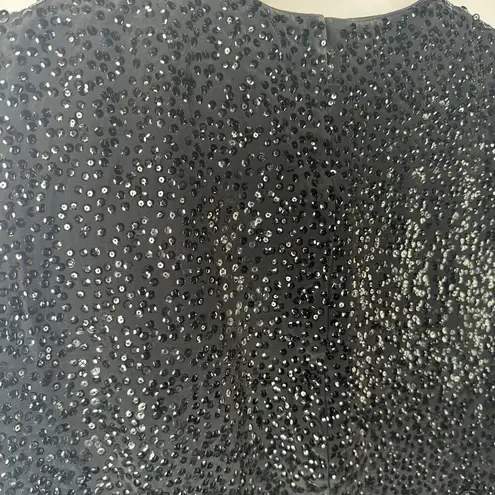 House of Gold Sequin Vintage Top Dressy British Sleeveless Crop Beaded Black Size 14