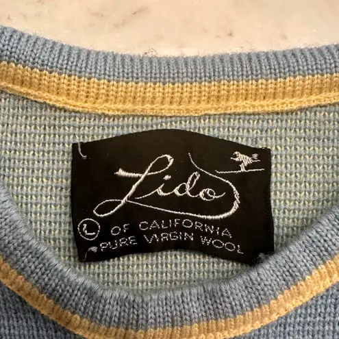 Lido of California Ski Sweater Women Sz L Pure Virgin Wool Outdoor 60s Retro Vtg Blue Size L - Image 3