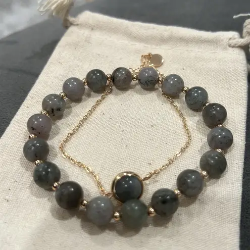 Labradorite Bracelet Set Tan