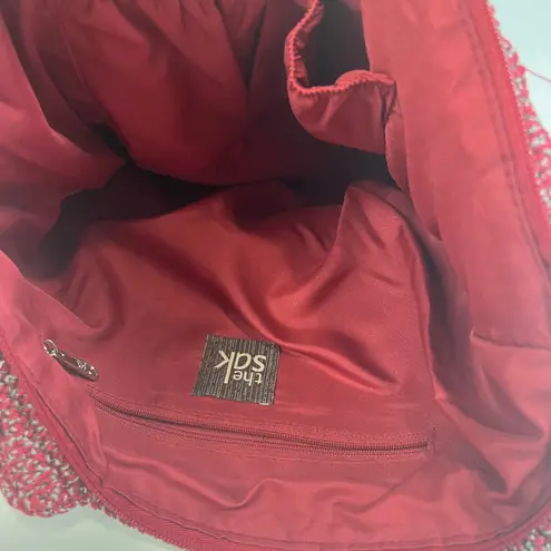 The Sak Crochet Shoulder Bag Multicolor Red Strap Boho Tote Purse Handmade Look