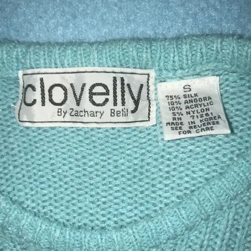 CLOVELLY By Zachary Belil silk angora blend knit sweater short sleeves size S