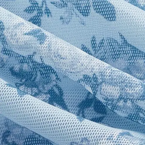 SheIn  Floral Print Ruched Wide Strap Top, Blue, Size M, NWOT